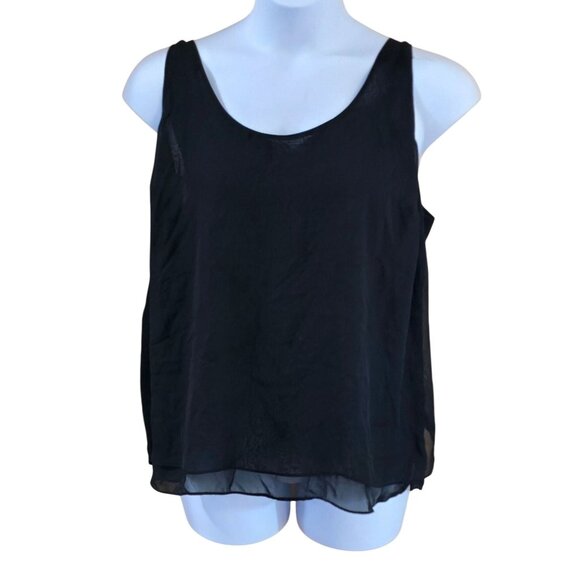 Old Navy Double Layer Chiffon Tank Black Sheer whimsygoth chic glam elegant - Picture 1 of 7